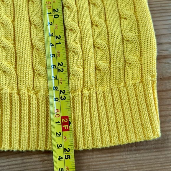 Lauren Ralph Lauren Yellow Zip Front Cable Knit Cardigan Sweater Women’s Sz L - Picture 11 of 13